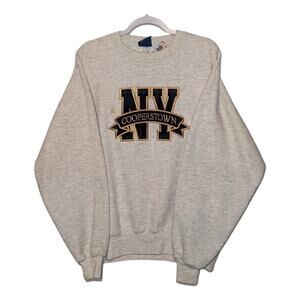 90s Plaid Cooperstown NY Location Crewneck Sweatshirt